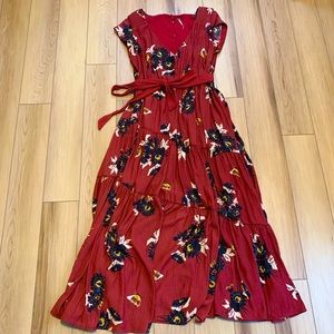 Free People Red Floral Maxi Dress